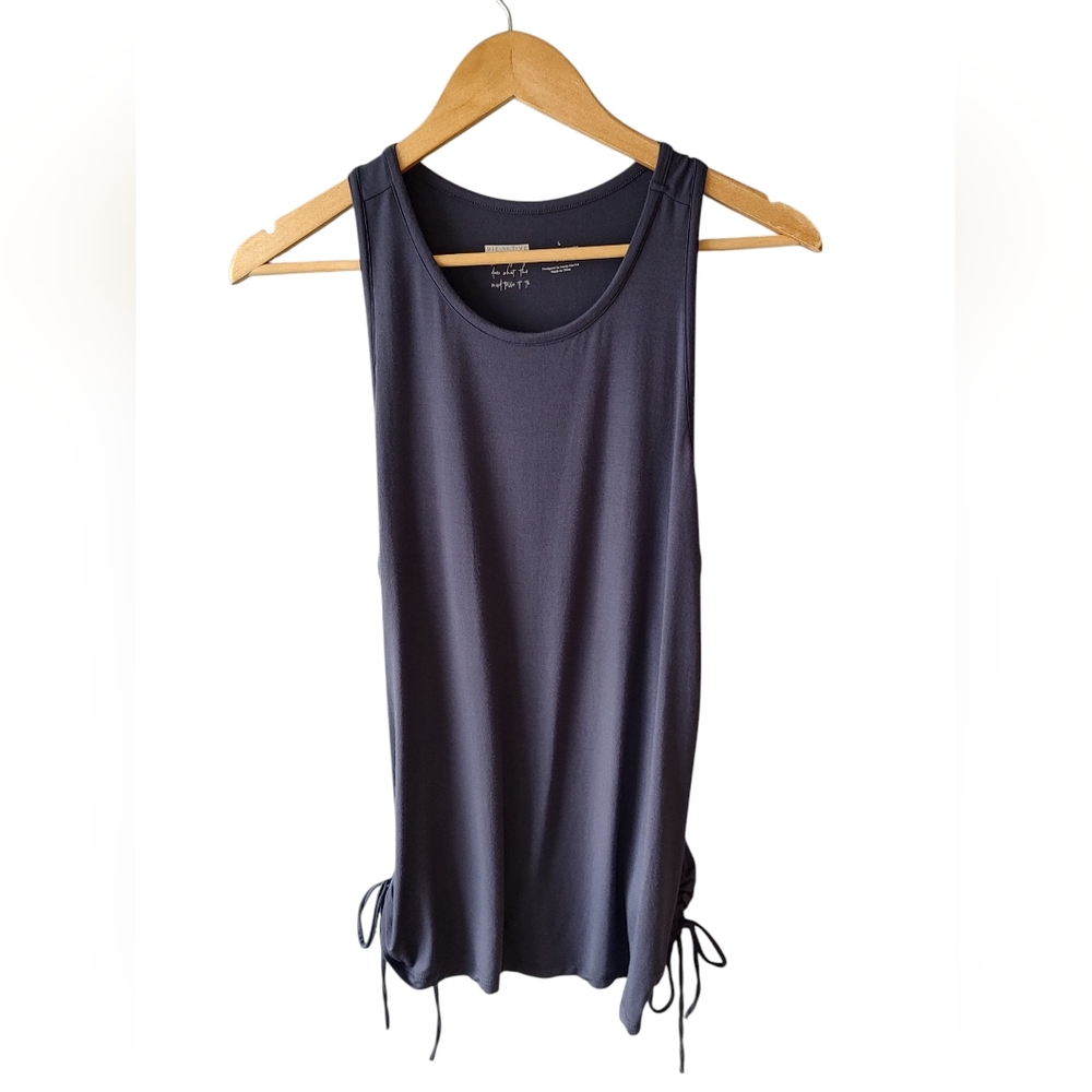 NWOT Vie Active Grey Racerback Side Tie Tank Top Size Large
